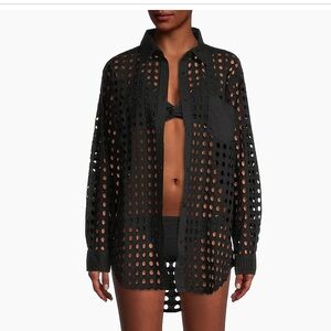 Solid & Striped Black Mesh Swim Coverup